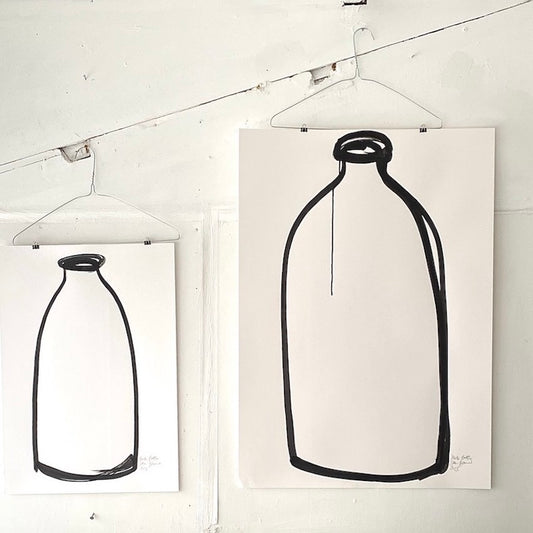 'Milk Bottle' Handmade Original Ink Drawing